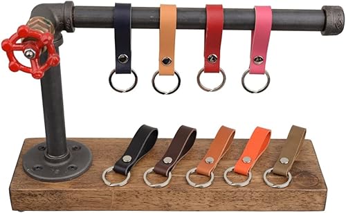 Miniatura 5 de BeeSpring Leather Keychain Handcraft Silver Key Ring Lanyard Handmade