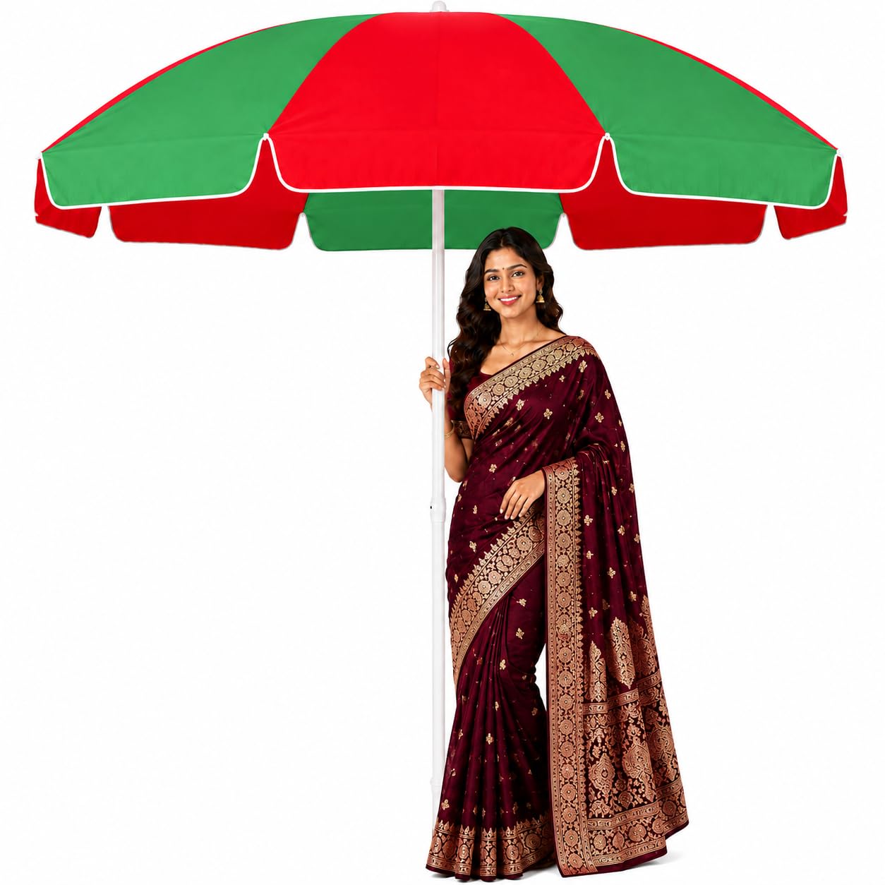 Outdoor Umbrella Garden Umbrella 7FT Terrace Shade Patio Use Patio Umbrella Portable Shade Courtyard Use Deck Use Farmhouse Use (Green & Red)-image-36