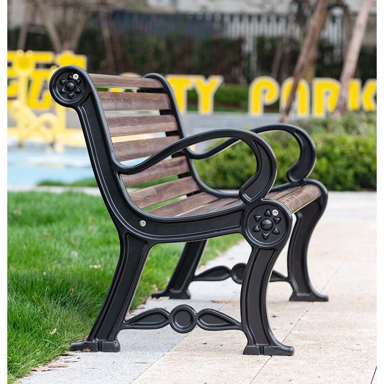 Banc Exterieur Jardin Banc de Parc extérieur, Imitation Grain Bois, siège Loisirs Public, Chaise d'attente, Long Banc, Cour Banc Extérieur(150 x 65 x 83 cm)