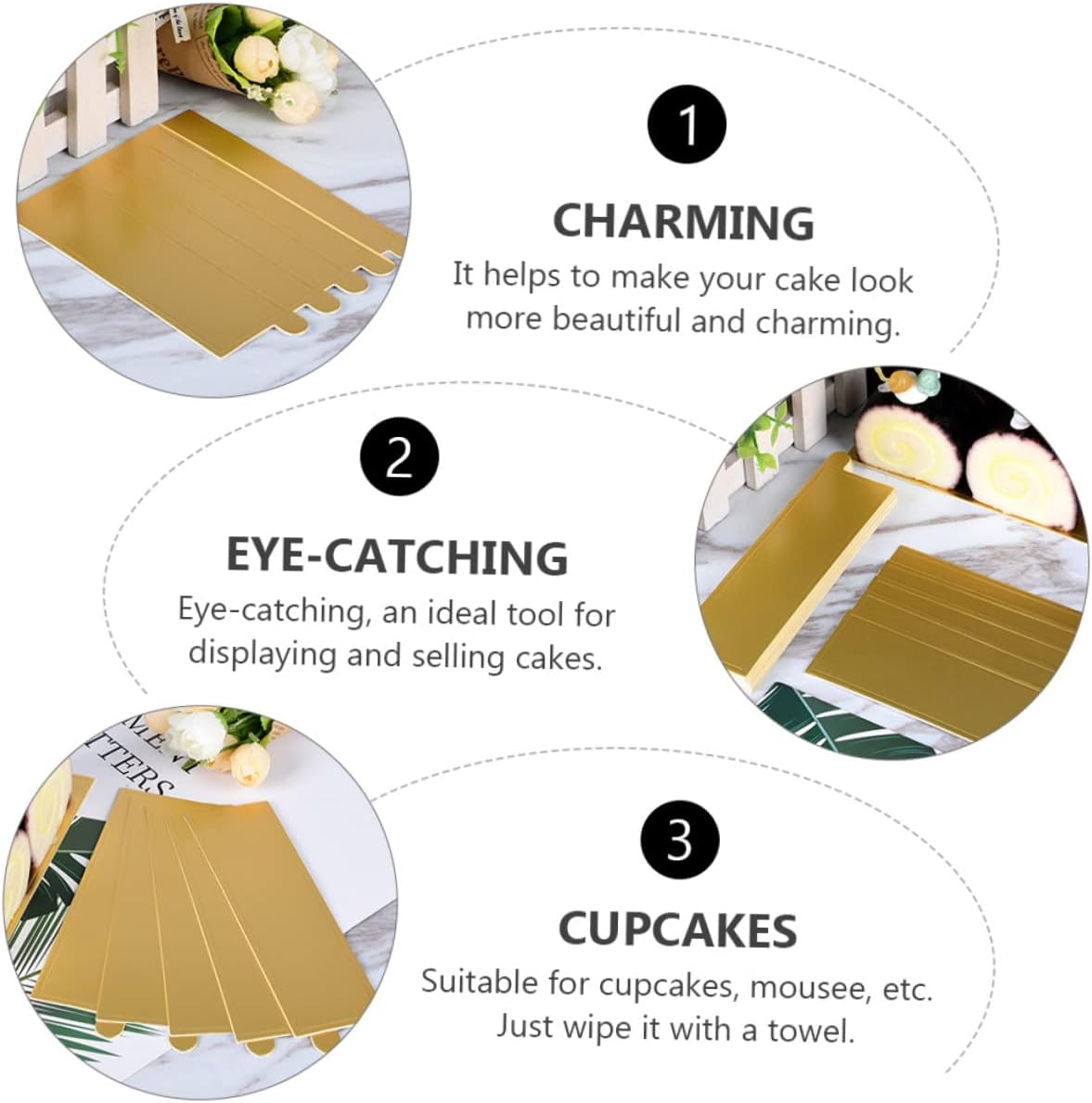Zerodeko 100pcs Round Cake Base Boards Dessert Cardboard Base Paper Cake Board Gold Circle