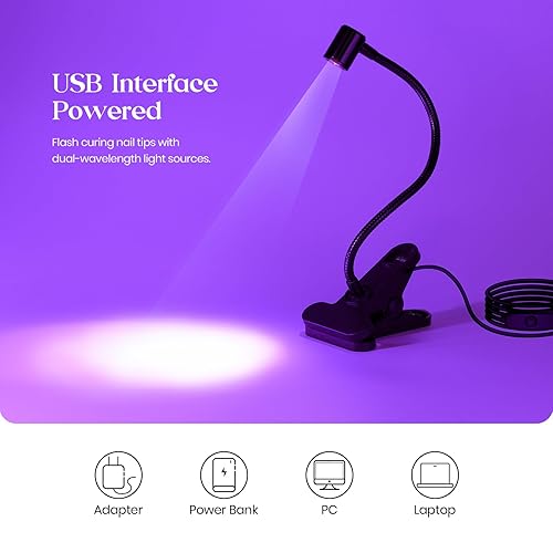 Miniatura 7 de Beetles - Lámpara de uñas UV para esmalte de gel, mini luz LED con abrazadera para diseño de uñas, extensión de uñas de secado rápido, lámpara de