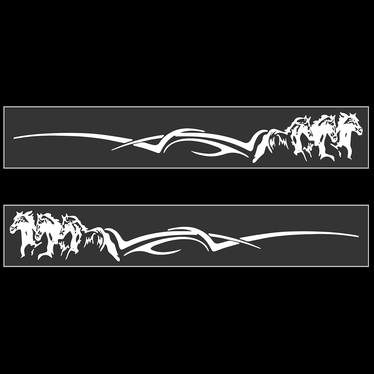Fuyoooo 2 Pcs Horse Trailer Decals 63.5 x 8.5 Inch Self-Adhesive Car Side Body Stickers Black Vinyl Running Horse Graphic Decals for Trailer, Car, Truck, SUV, RV, Camper, Motorcoach Decor
