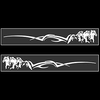 2 Pcs White Horse Trailer Decals Stickers 63.5 x 8.5 Inch Self-Adhesive Car Side