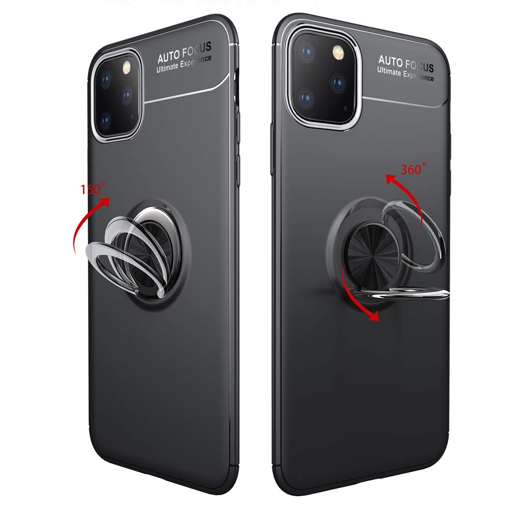NALIA Ring Cover Per IPhone 11 - Custodia Con Supporto Magnetico Auto E Anello Girevole 360°, Nero - 3