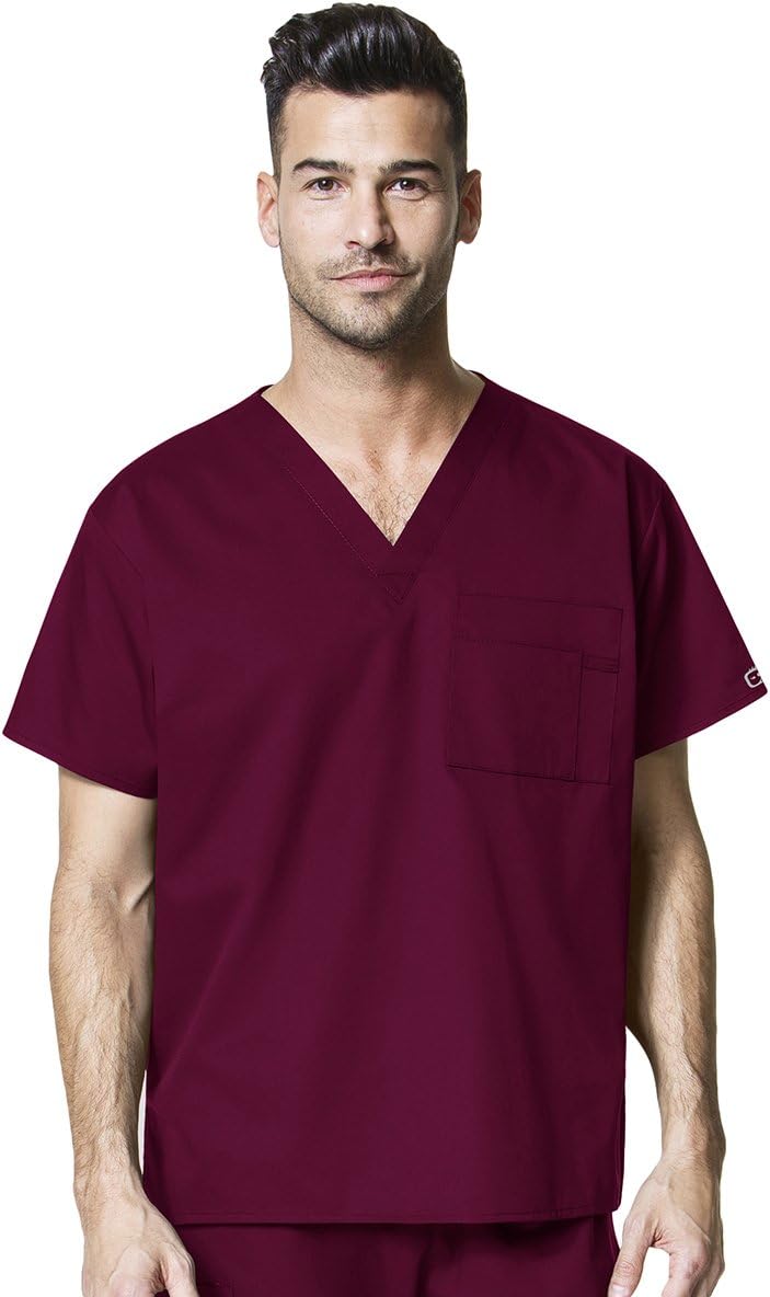 WonderWink Womens Unisex V-Neck Top Medical Scrubs Shirt, Wine, XX-Small US