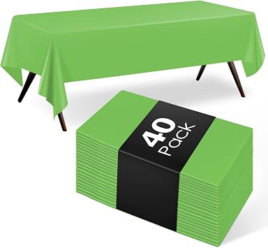 40 Pack Lime Green Plastic Tablecloth Disposable Tablecloths 54"x 108" Rectangle Plastic Table Cover Disposable Table Cloth for Party