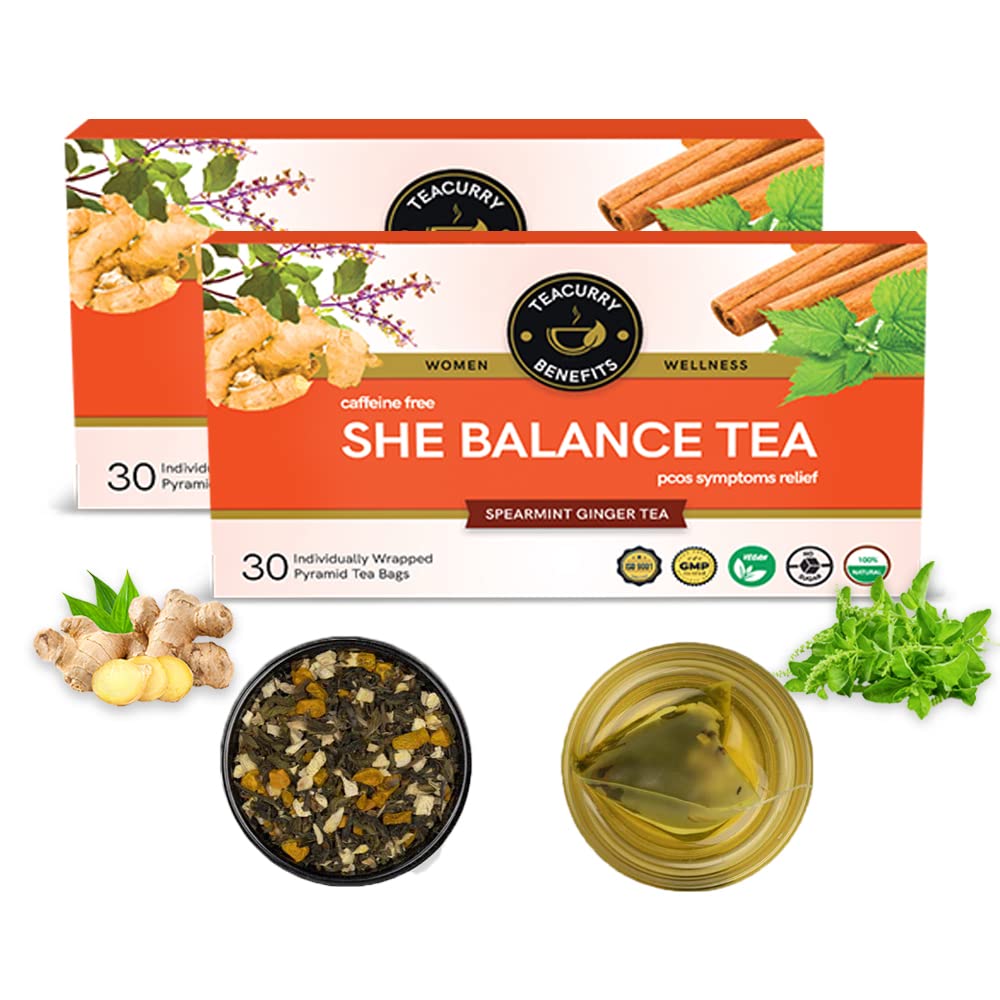 TEACURRY Pcos Spearmint Tea (2 Months Pack, 60 Tea Bags)-Help With Hormone, Period And Weight-60 Days Pcos Tea-Pcos Tea For Women-She Balance Tea, 120 Grams (B0924NKLRS) Amazon Price History, Amazon Price Tracker