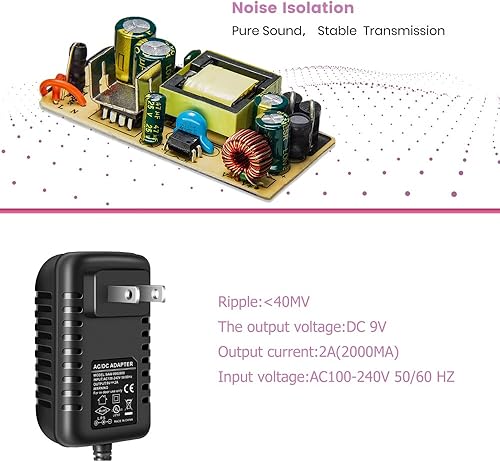 Miniatura 3 de Adaptador de fuente de alimentación para pedal de guitarra, 9 V CC 2 A, 2000 ma con cables de cadena margarita de 8 vías para pedales de efectos de