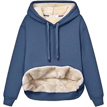 Haellun Womens Casual Winter Warm Fleece Sherpa Lined Pullover Hooded Sweatshirt