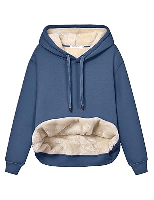 Haellun Womens Casual Winter Warm Fleece Sherpa Lined Pullover Hooded Sweatshirt