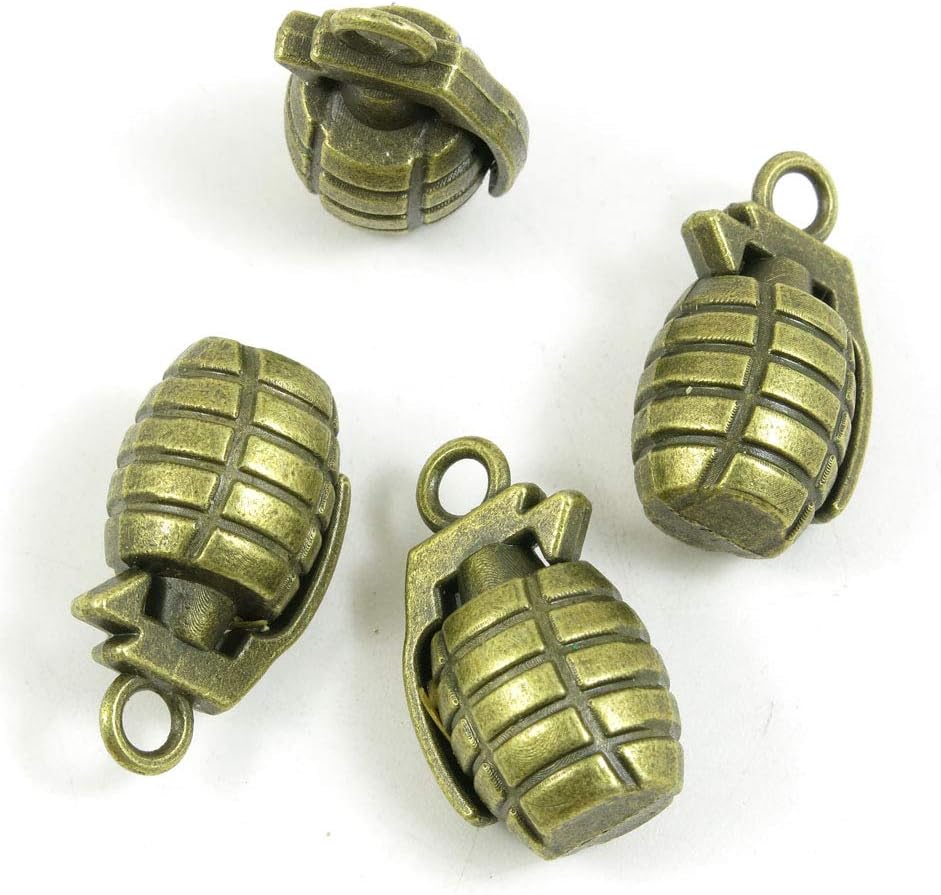 50 PCS Metal Antique Bronze Color Jewelry Making Supplies Charms Beading Crafting Wholesale 54470 Hand Grenade