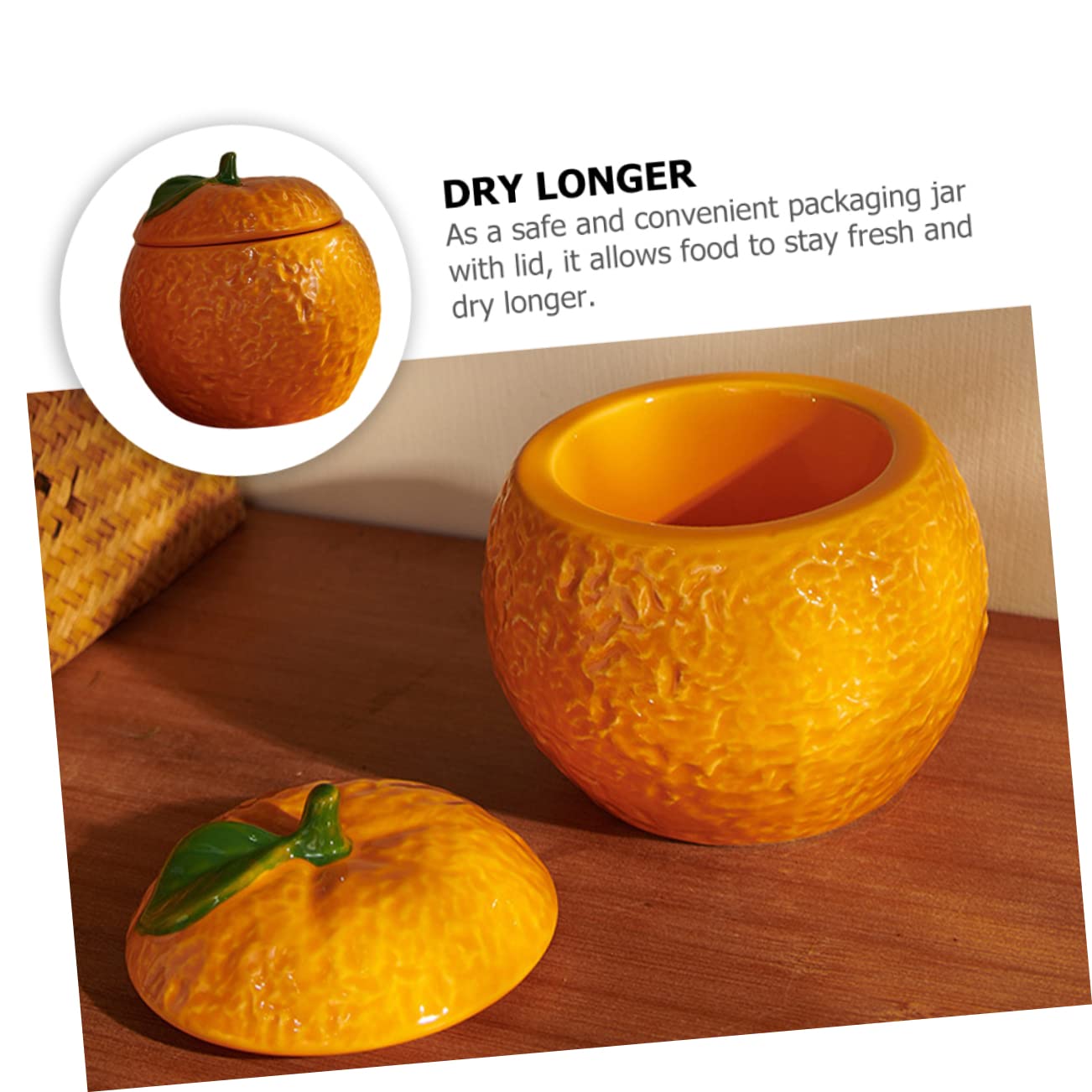 Cabilock Tarro De Almacenamiento De Cerámica Tarro De Comida Tarros De Almacenamiento Con Tapas Tarro De Almacenamiento De Alimentos De Cerámica Espaguetis Naranja Decoración Azucarero Con