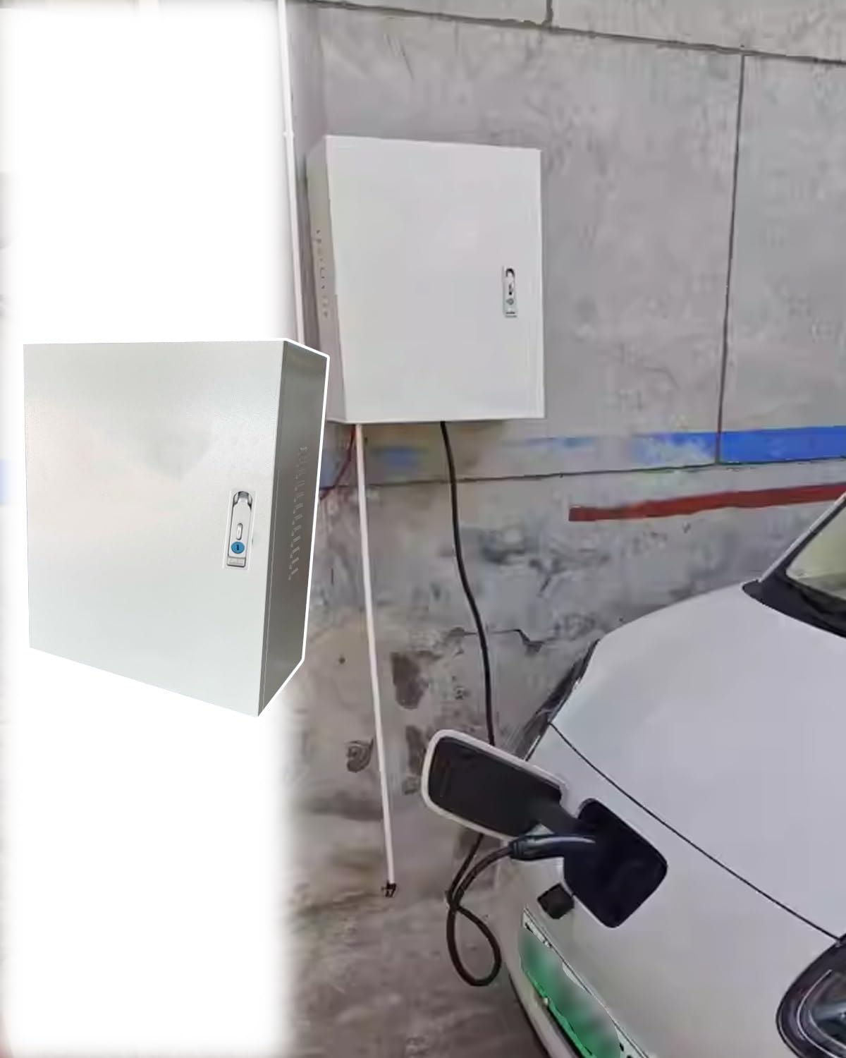 Boîtier de recharge extérieur Wallbox H60cm étanche avec serrure sécurisée pour Tesla et VE