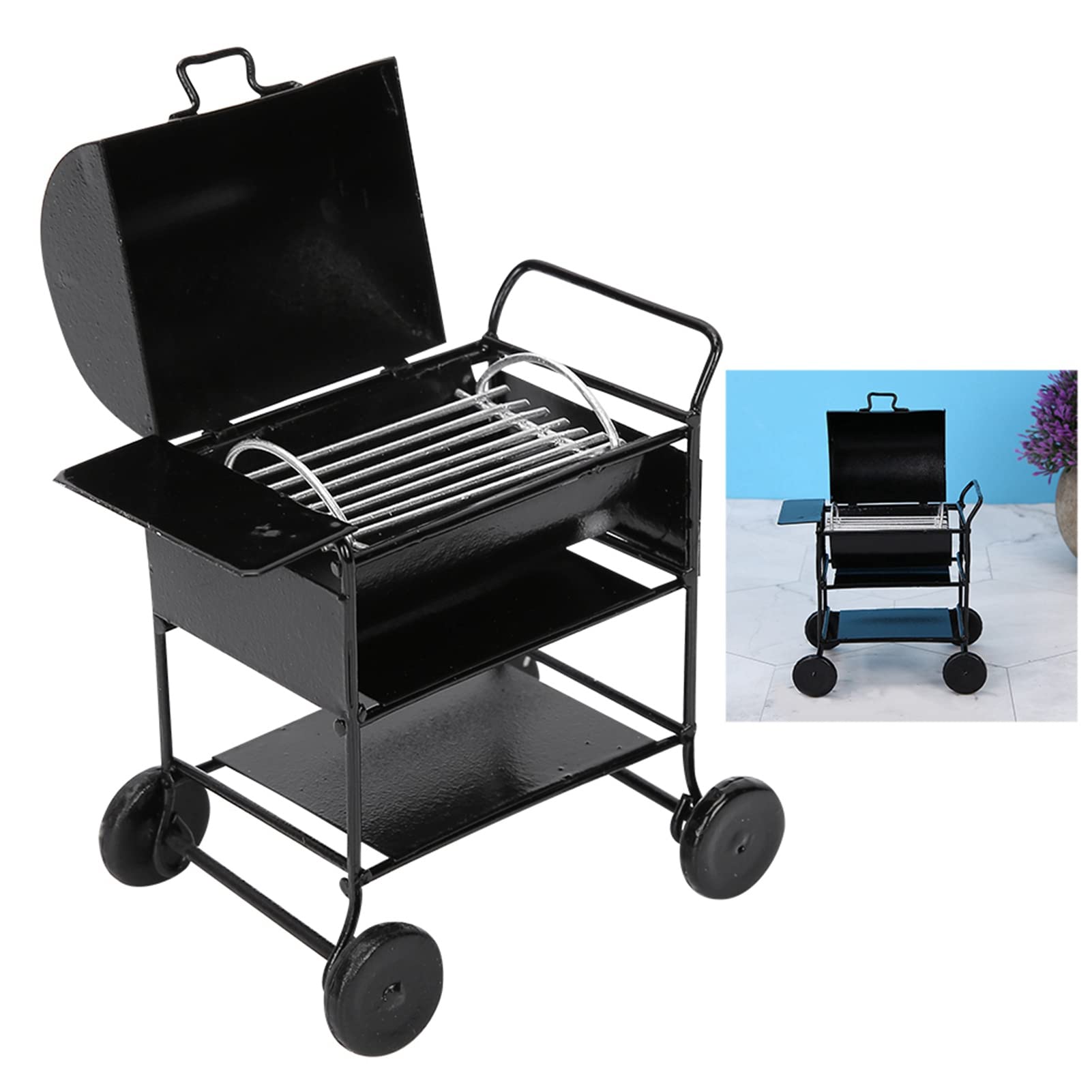 RIZGHWOY 1:12 Skala Mini BBQ Rack Puppenhaus Miniaturowe Ozdoby Rozwój Zabawek