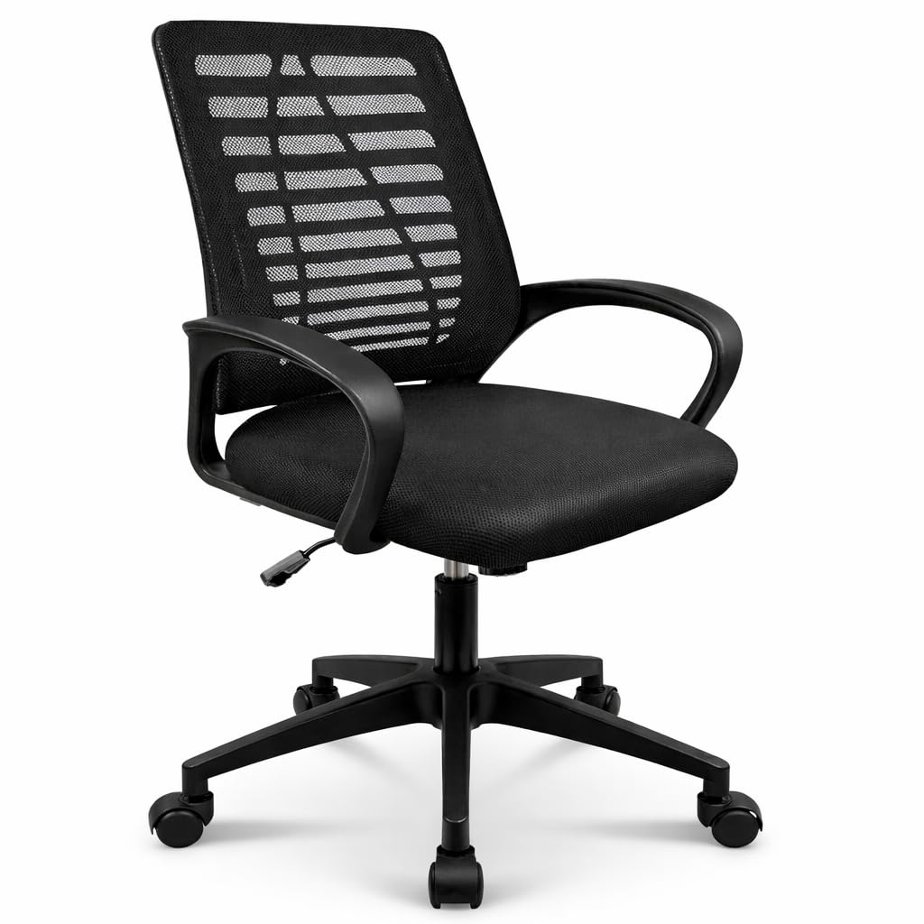 T-LoVendo - Silla de Oficina o Escritorio ergonómica con Soporte Lumbar y Respaldo de Malla Transpirable. Altura Regulable. Giratoria