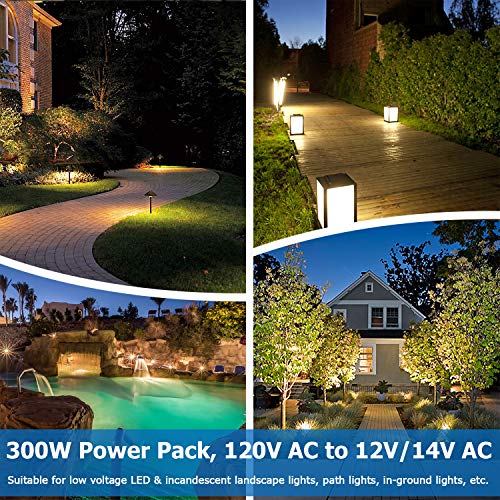 Sunvie 300W Low Voltage Transformer For Landscape Lighting With Timer And Photocell Sensor Waterproof Power Supply For Landscape Lights Path Lights Outdoor Spotlight 120V Ac To 12V /14V Ac(Etl Listed) #TOP5