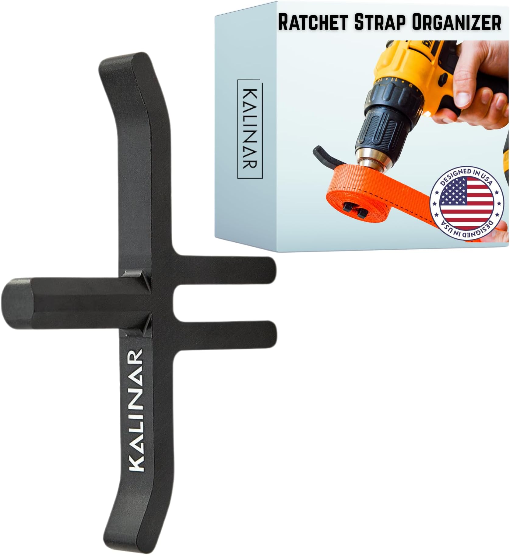 Tie-Down Strap Winder Drill Attachment - Ratchet Strap Roller - Drill Bit Strap Winder - Quickly and Easily Roll Straps for Compact Storage and Easy Accessibility