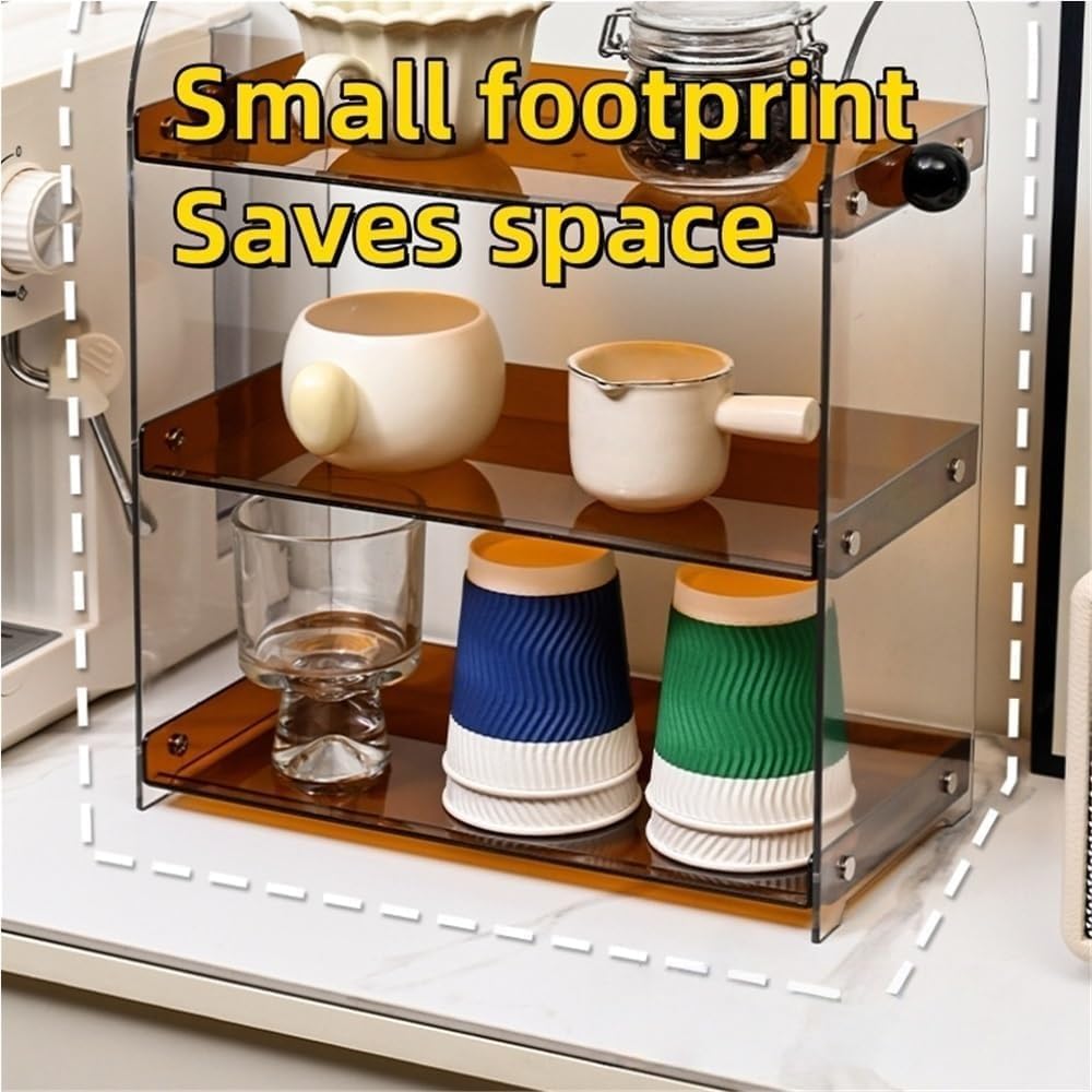 Soporte para tazas de café de 3 niveles, soporte para tazas de encimera, estante de almacenamiento pequeño, estante de almacenamiento para tazas de café, soporte de exhibición para encimera de
