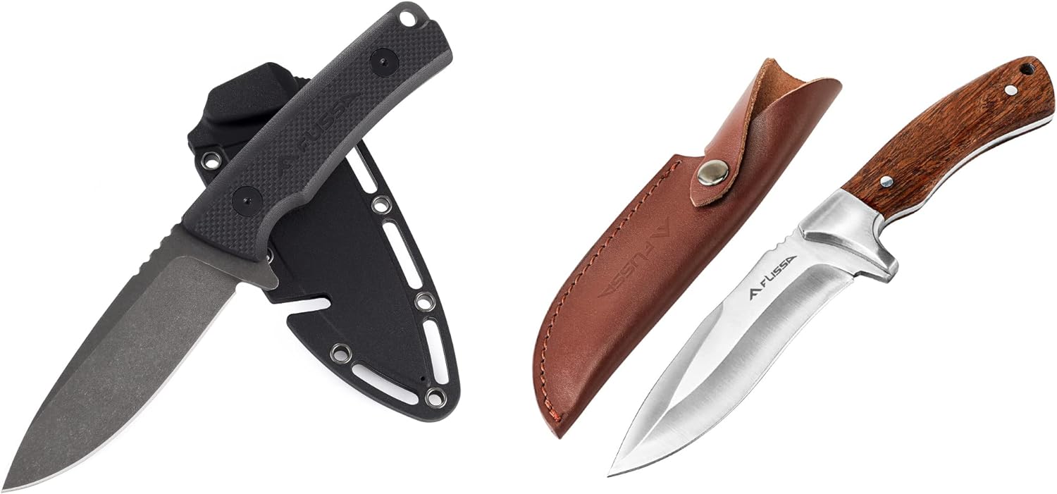 FLISSA Fixed Blade Hunting Knife, Fixed Blade Knife with Sheath