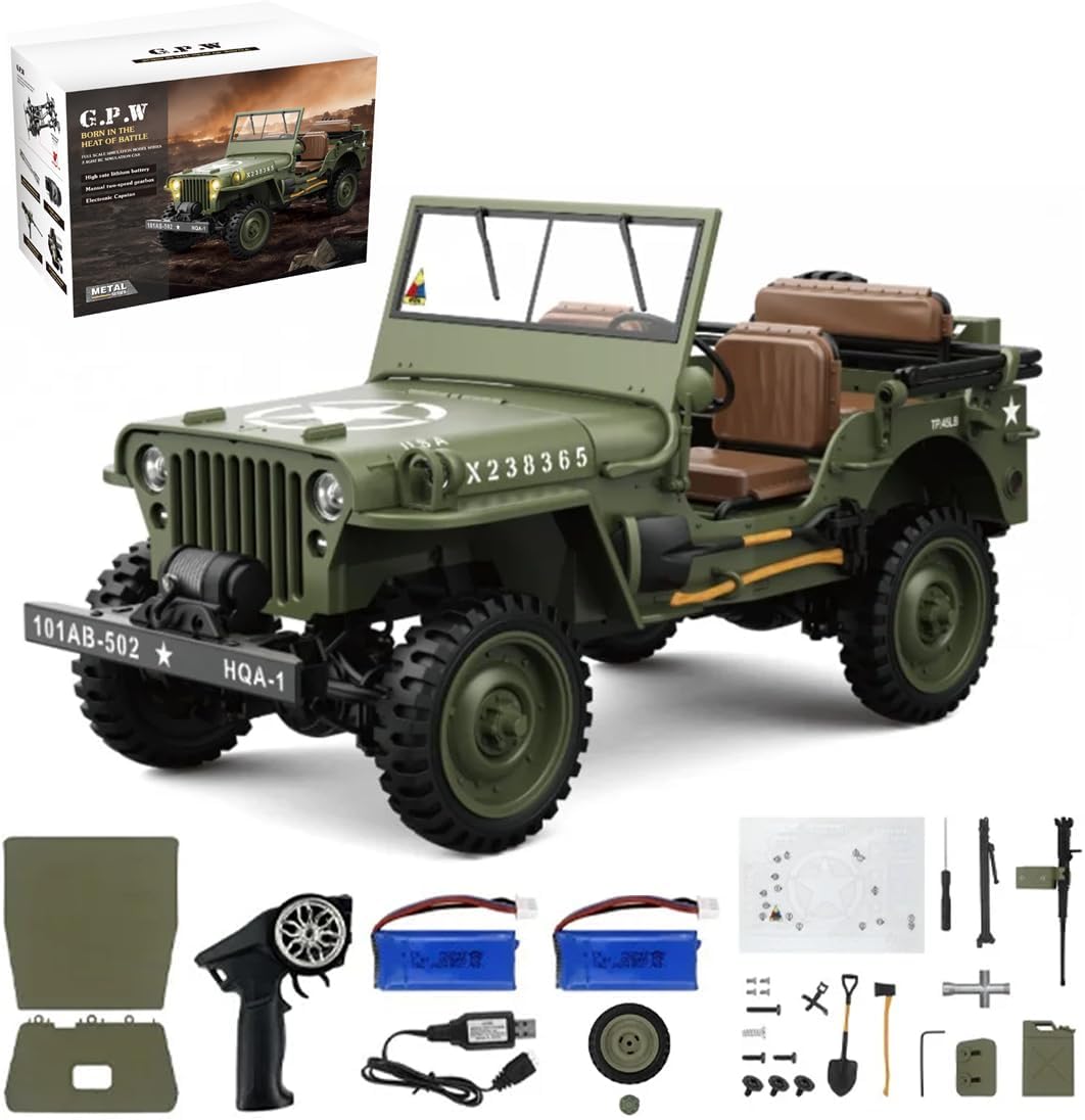1/14 RC Rock Crawler Off-Road Jeep, HG4-58 4WD RC Car Off-Road Truck Electric Climbing Car with Winch & Rechargeable Battery, 2.4G Remote Control Truck Gift for Teens & Adults