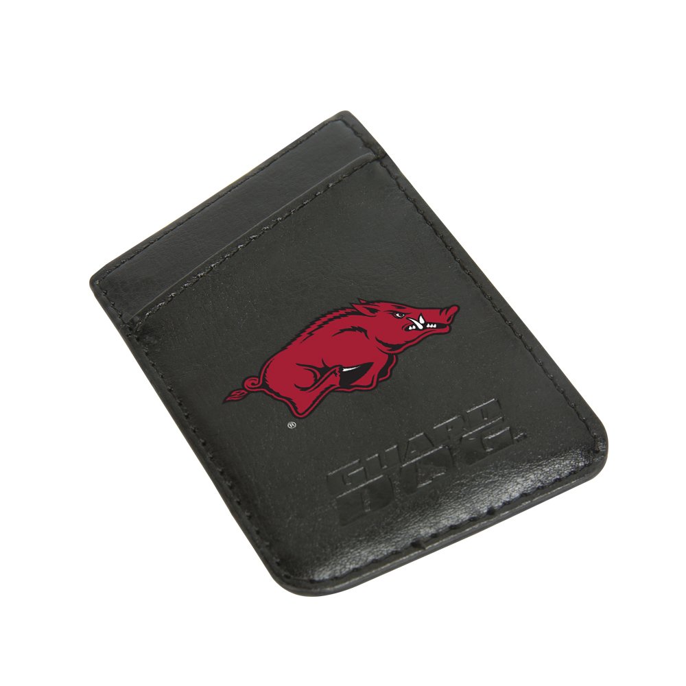 Guard Dog Leather Credit Card Holder/Phone Wallet with RFID Protection - Arkansas Razorbacks