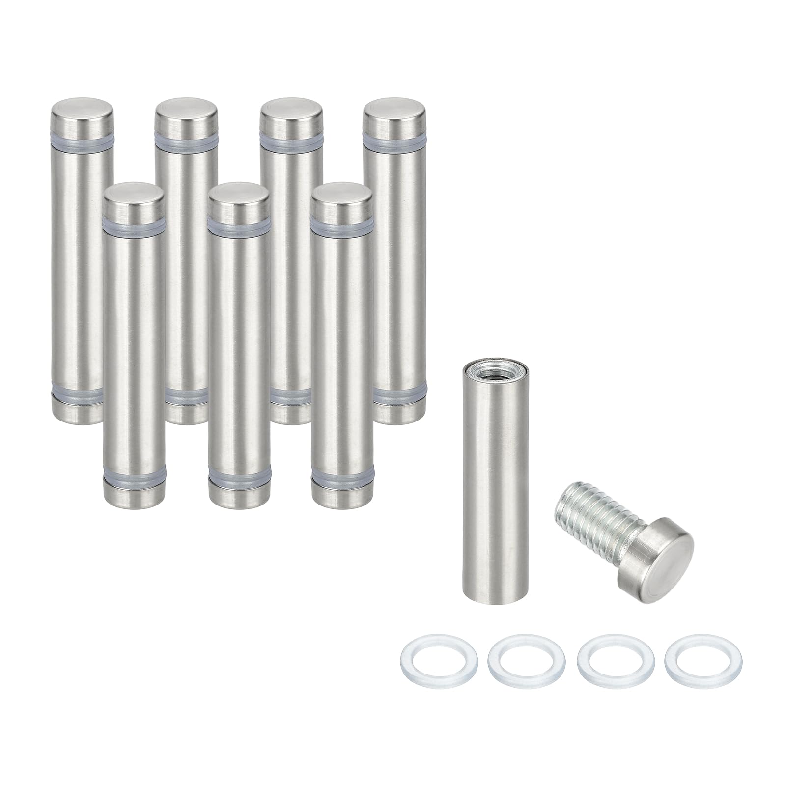 PATIKIL 1/2" x 2.4" Standoff Screws, 8Pcs Stainless Steel Double Head Screw Stand Off Wall Mount Hardware Advertising Nail for Hanging Acrylic Picture Frame