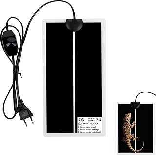 Heizmatte für Terrarien，15 x 28 cm Heizmatte, wasserdicht und feuchtigkeitsbeständig, einstellbare Temperatur (0-35°C), ideal für Reptilien und kleine Säugetiere, europäischer Stecker (7W, 220V-240V)