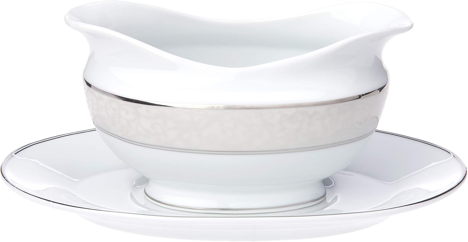 Mikasa Parchment Gravy Boat Set , White L3438242 Gravy