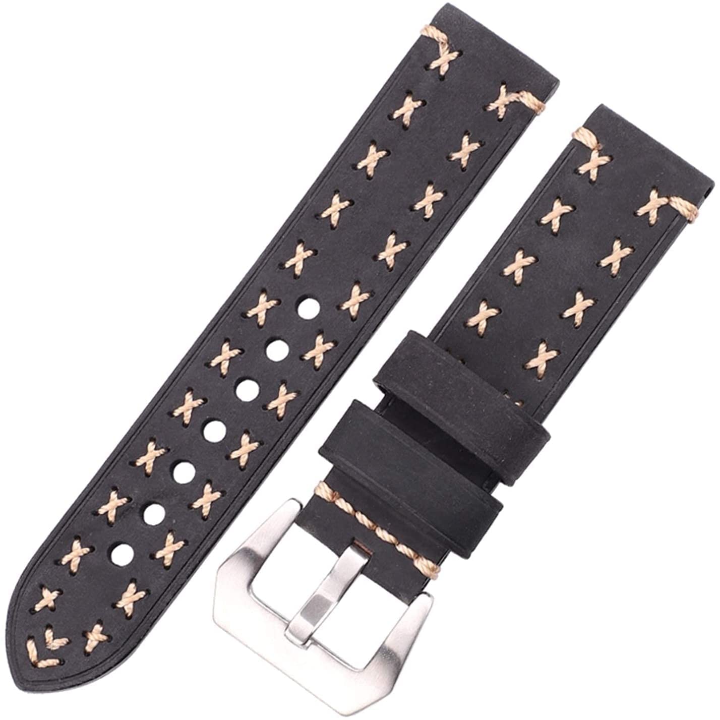Uhrenarmband, handgefertigtes Armband, 22 24 mm, Leder, Vintage-Armband, Damen, Herren, Braun, Schwarz, Grün, Kaffee, Uhrenzubehör, Armband