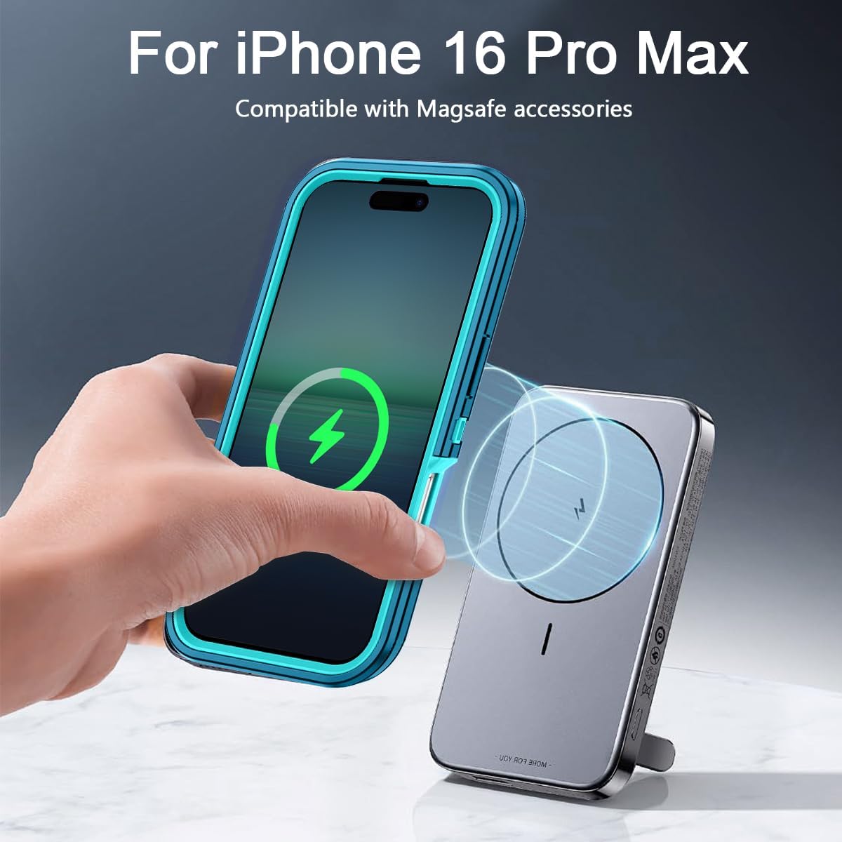 I-HONVA for iPhone 16 Pro Max Case [Compatible with MagSafe] Shockproof 3-Layer Full Body Protection [Without Screen Protector] Rugged Heavy Duty Cover Case for Apple iPhone 16 Pro Max 6.9",Turquoise - Image 6