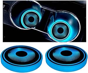 Mandark LED Car Cup Holder Lights, 2PCS Waterproof 7 Colors Changing Vehicle USB Charging Coaster Pad, Auto Interior Atmosphere Lamp Cup Mat Accessories, Universal for SUV Sedan Truck (Colorful)