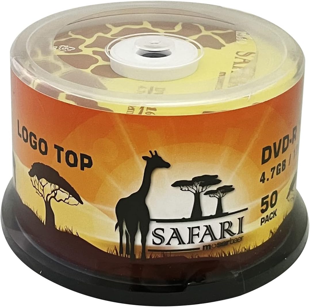 Moserbaer Safari DVD-R 16X 4.7GB Branded Logo Recordable Media Disc-50 Pack Spindle