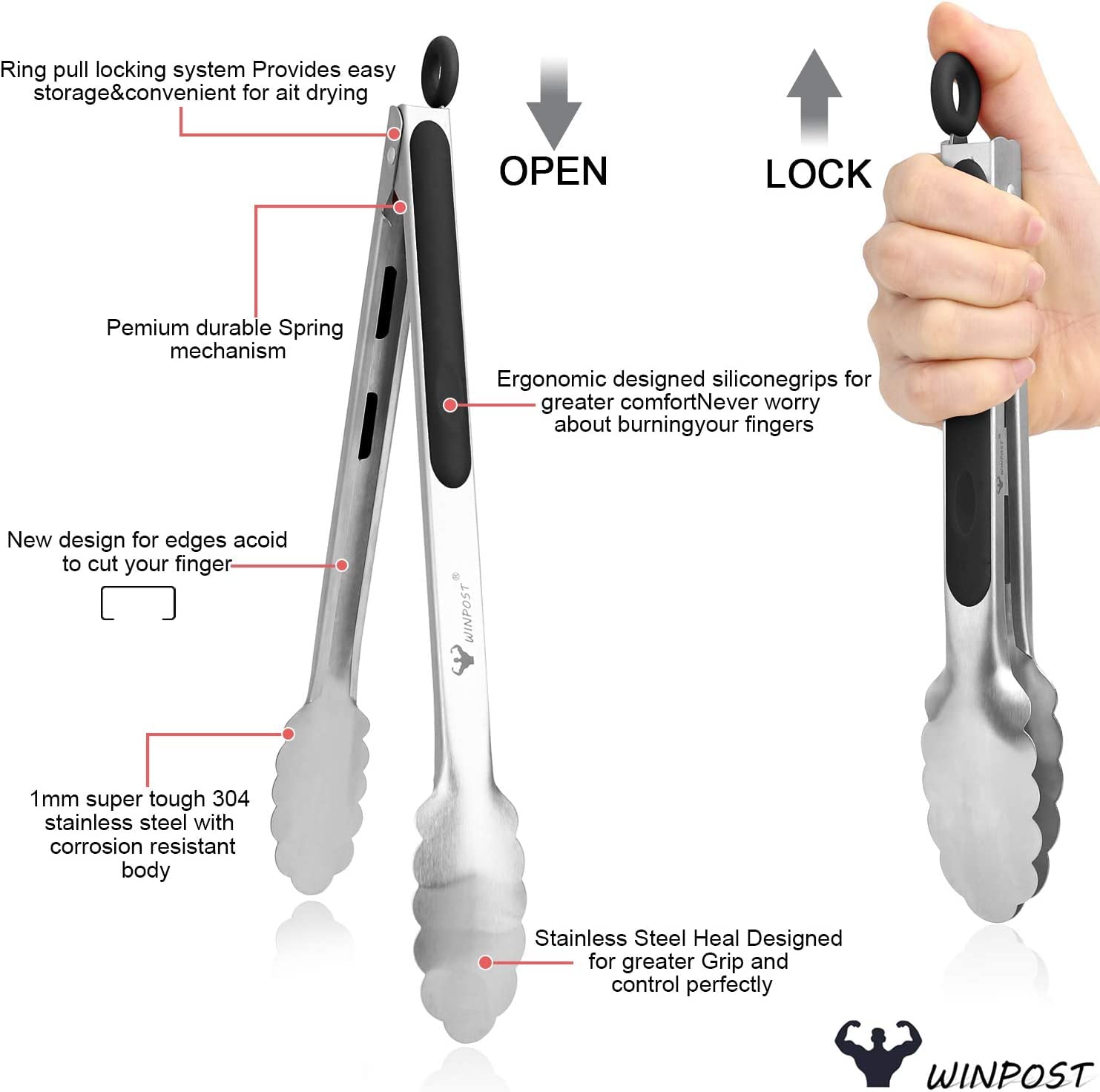 INeibo Pinze Da Cucina Pinza Barbecue Set Di 3 - Foto 10