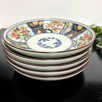 古伊万里　染錦　山水に松竹梅の図　角皿　F064AS-CQu 古伊万里 染錦 山水に松竹梅図 角皿