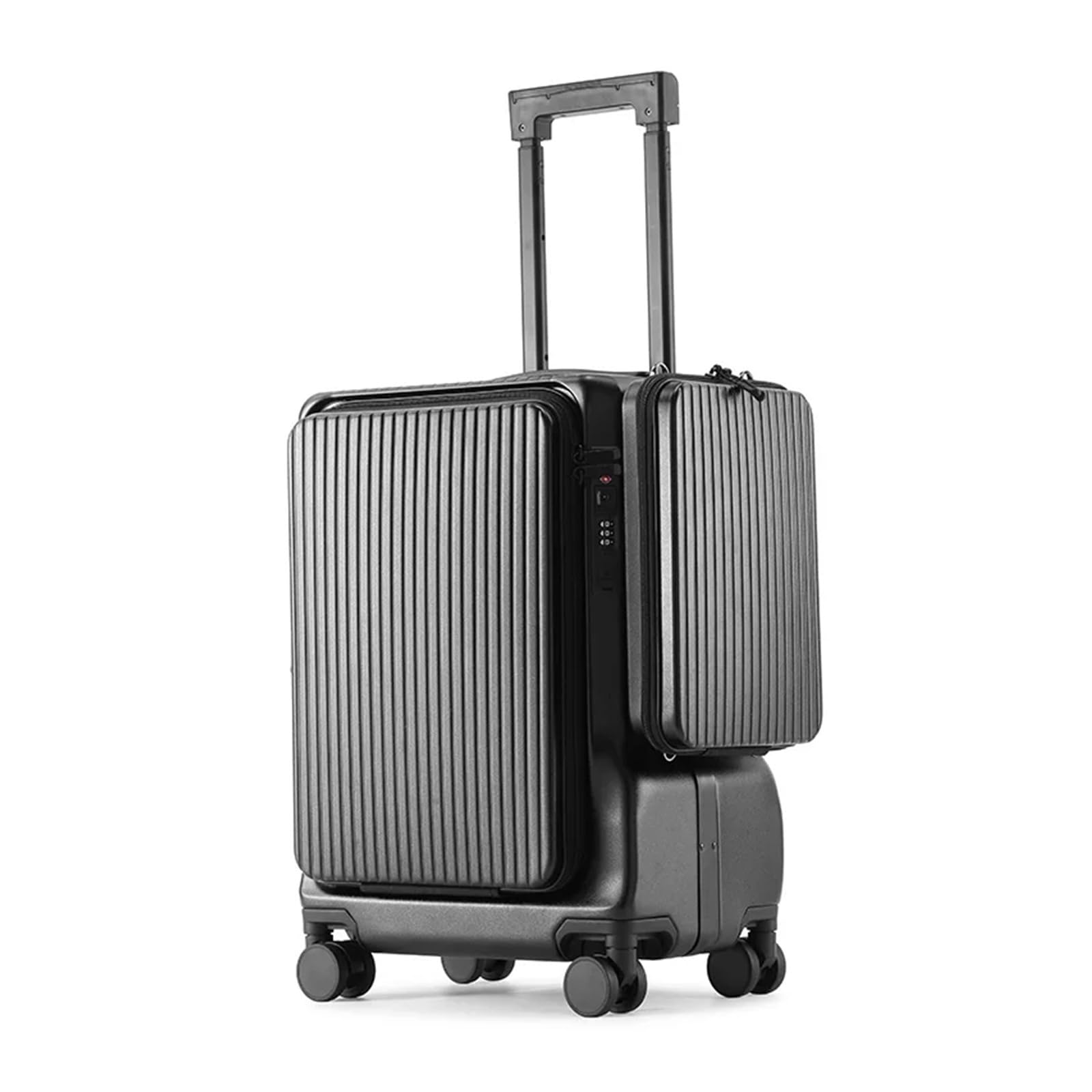 Valigia da viaggio con telaio in alluminio e vano, A, 20Inches 500mm, Classico | Custodia di ricarica USB con apertura frontale, 20 pollici