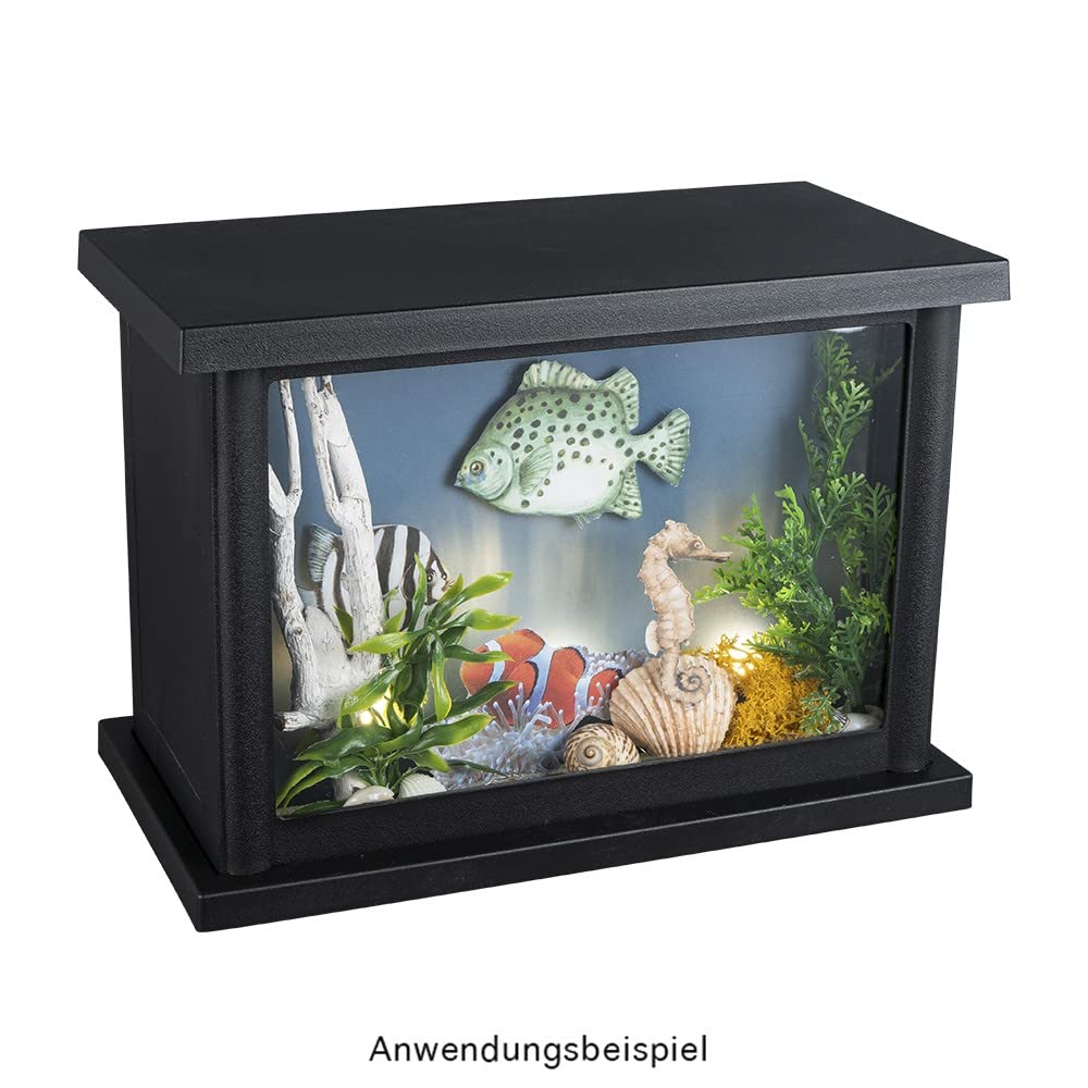 Ideen mit Herz Kominek LED, dekoracyjny, elektryczny, na baterie, bez ogrzewania, realistyczny efekt ognia / płomienia, 25,5 x 13,5 x 18 cm, z funkcją timera (18 godzin włączony / 6 godzin wyłączony)