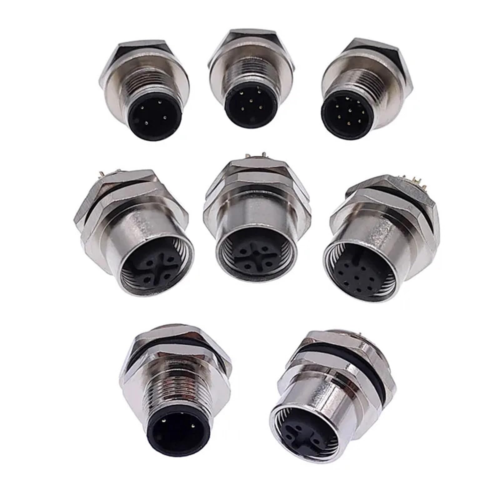 Conector M12 macho de 3 pines con montaje de brida trasero para panel 8
