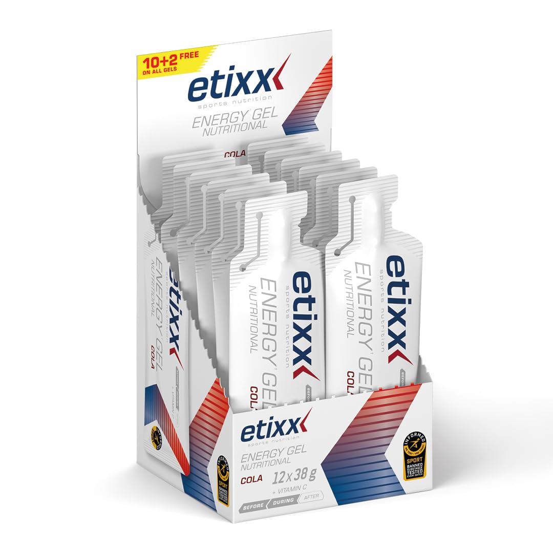 Etixx Gel Énergétique - Saveur Cola, 12 x 38g - Apport Rapide en Énergie, Idéal pour Sports d'Endurance et Récupération