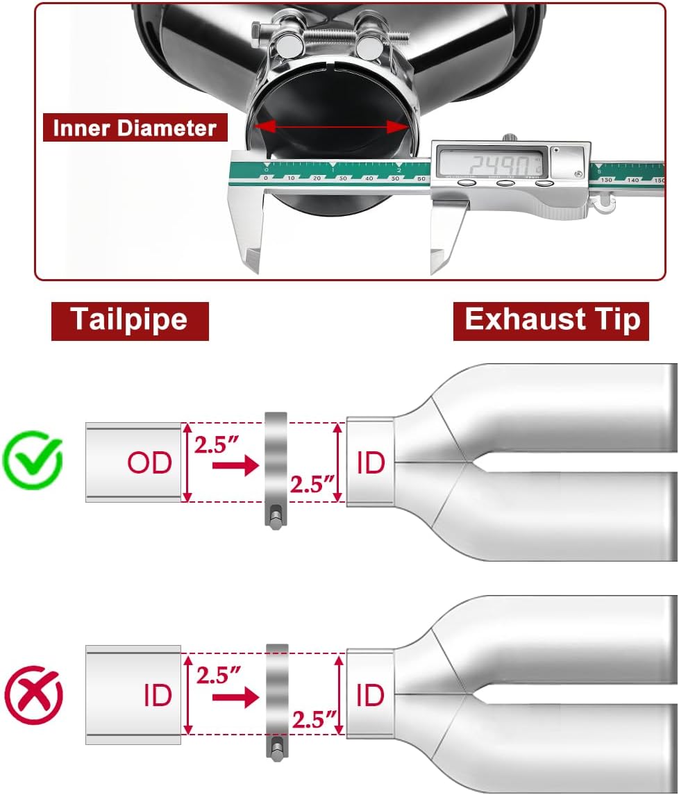 Upower Pack of 2 Carbon Fiber Exhaust Tip Tailpipe 2.5 Inch Inlet 3.5" outlet 9.8" Length Stainless Steel Exhaust Muffler Tip for Car Truck