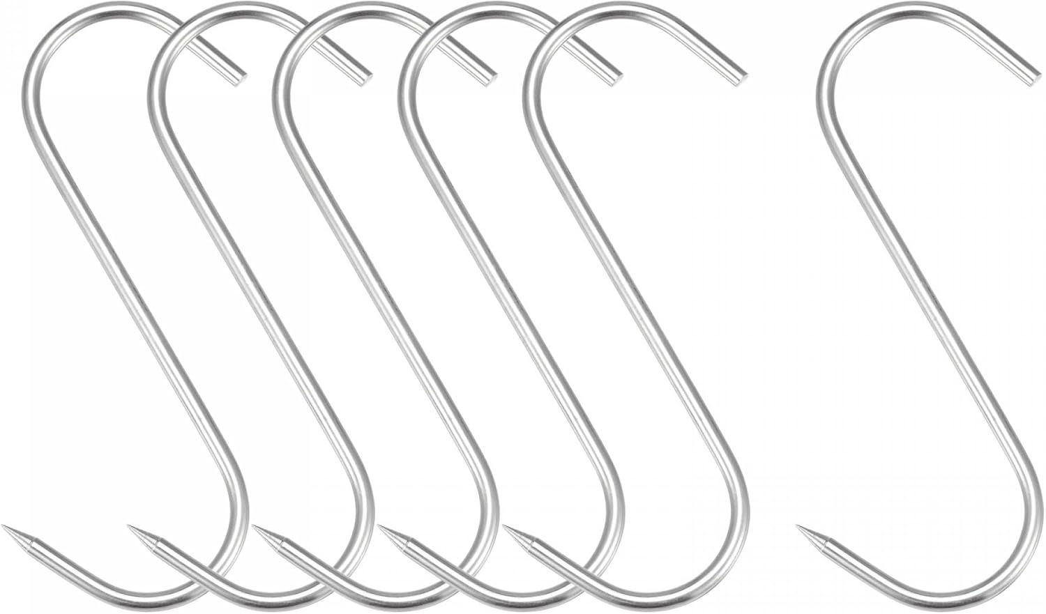 uxcell 5.91" Meat Hooks, 0.2" Thick Stainless Steel Butcher SHook for Meat
