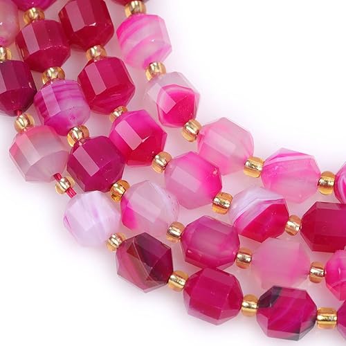 Miniatura 4 de JOE FOREMAN Cuentas de ágata de ónix sardonix, bicona facetadas a mano, de 0.315 pulgadas, cuentas de piedra natural para hacer joyas para adultos,