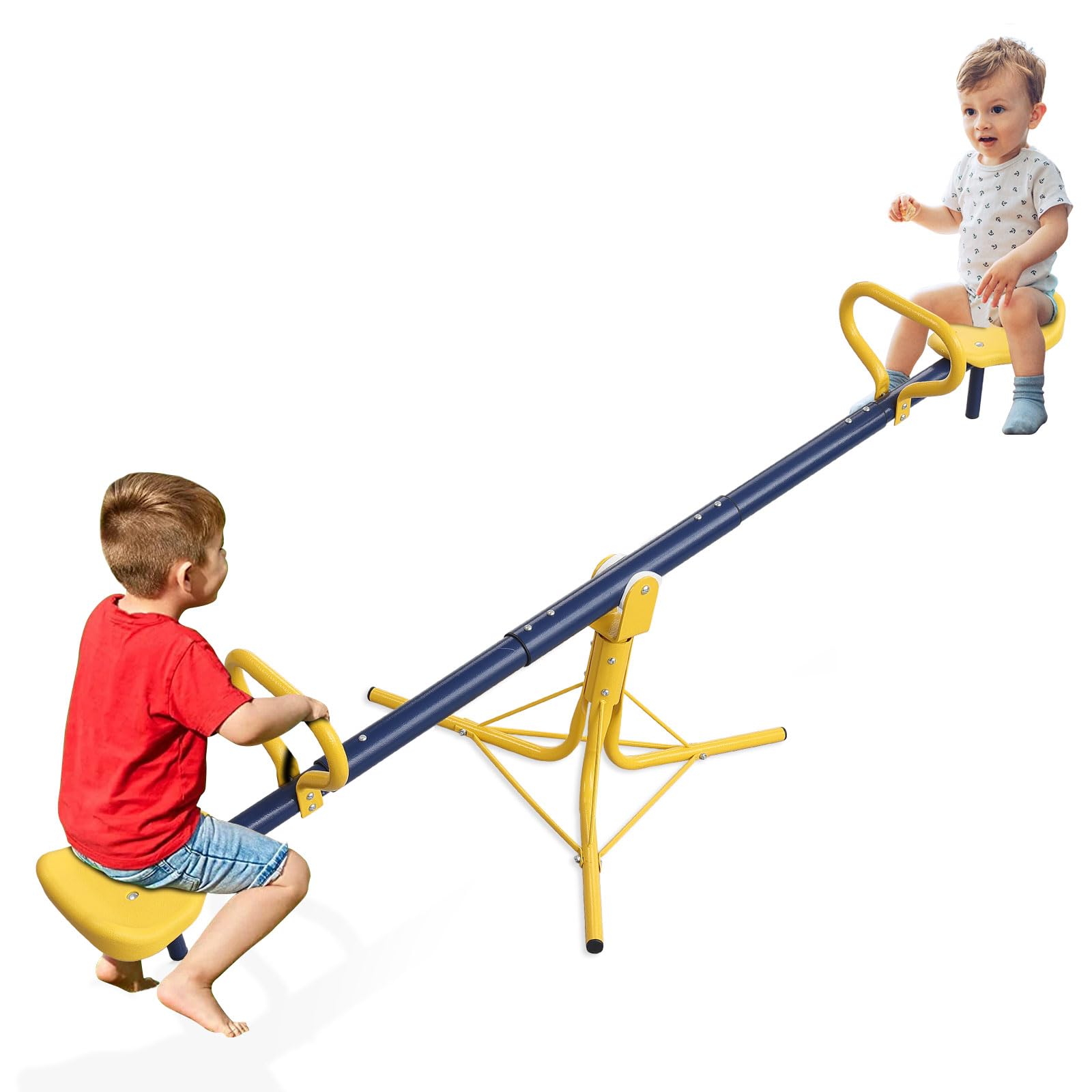 Teeter Totter, Seesaw for Kids Outdoor Play Toys, See Saw for Toddlers Ages 3-7 Heavy Duty, 360 Spin Triangle Base, Safe Round Handle, Child Size Indoor Playground Equipment, Christmas Birthday Gift