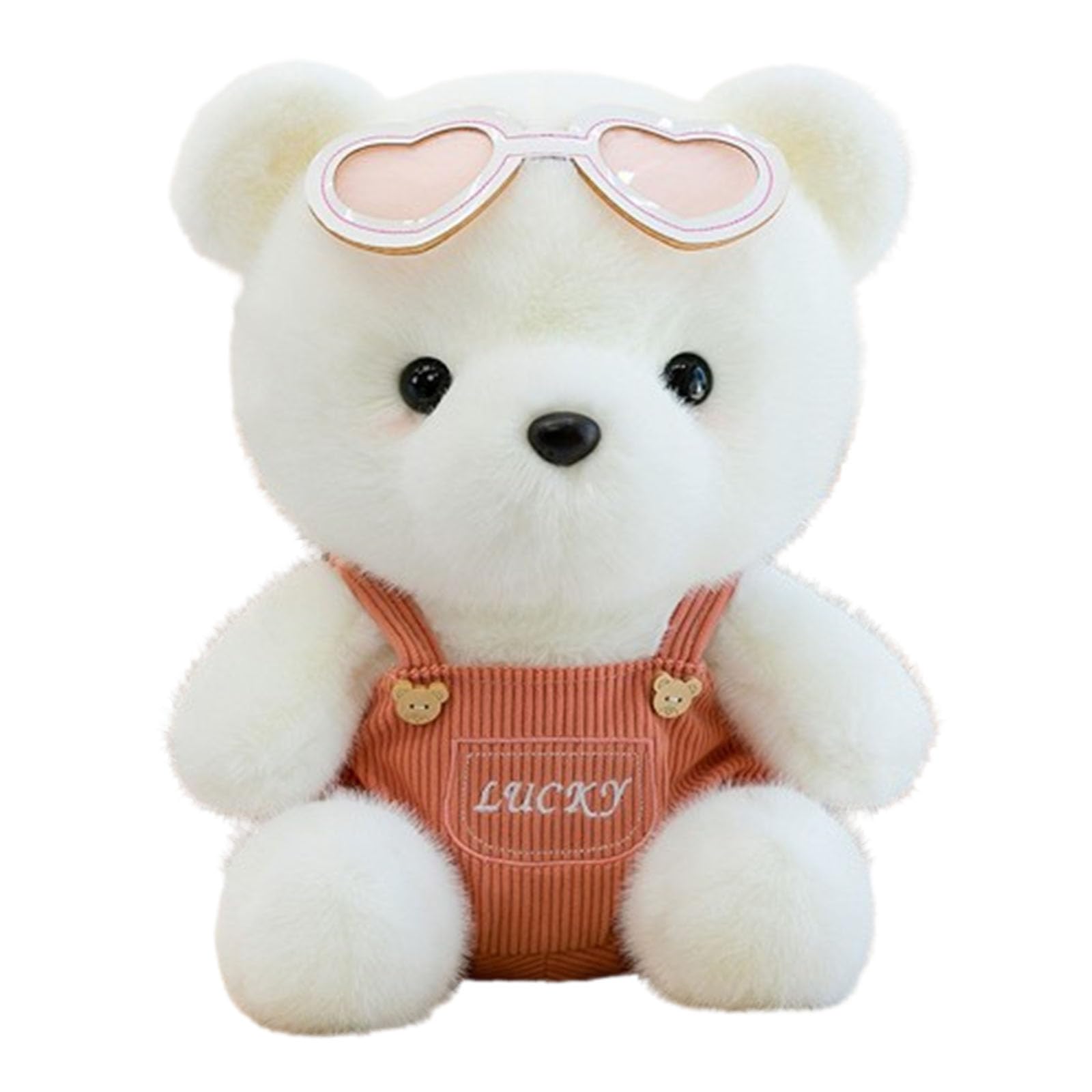 Kuscheltier Teddybär, Teddybär Plüschtier mit Tragegurt und herzförmiger Brille, Plüsch Bären Spielzeug Stofftierpuppe, Glück Teddybären Stofftier, Geschenke für Geburtstag Valentinstag (50cm,Rosa)