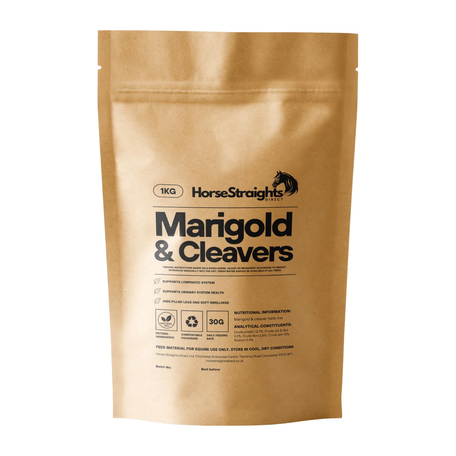 Marigold and Cleavers Mix for Horses Lymphatic Flow Windgalls & Fluid Balance Support 1KG HSD Horse Straights Direct — image 1