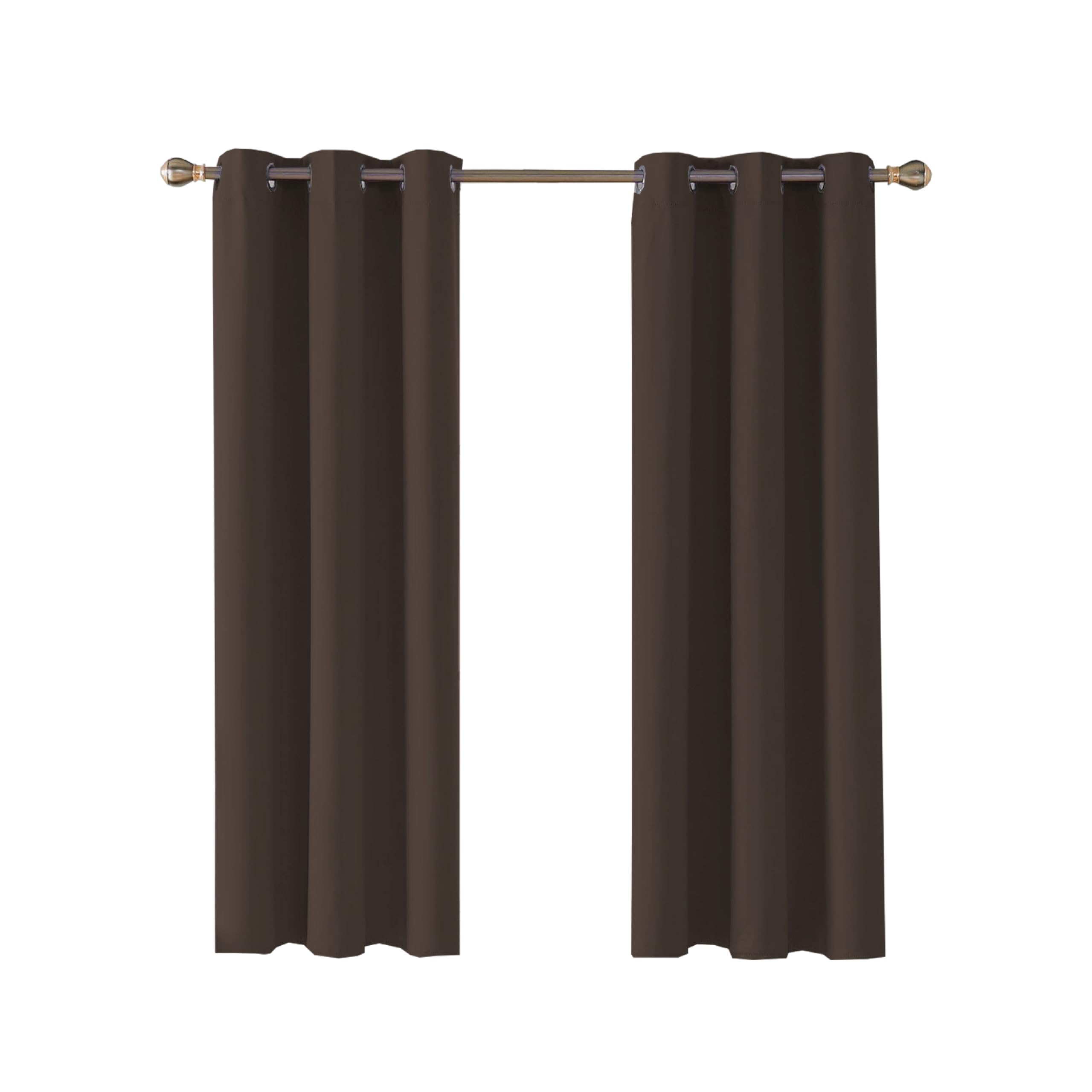 Home In Style 4U Thermal Insulated Blackout Curtains for Bedroom Windows Dark Brown Curtains 46" width x 54" drop 2 Panels