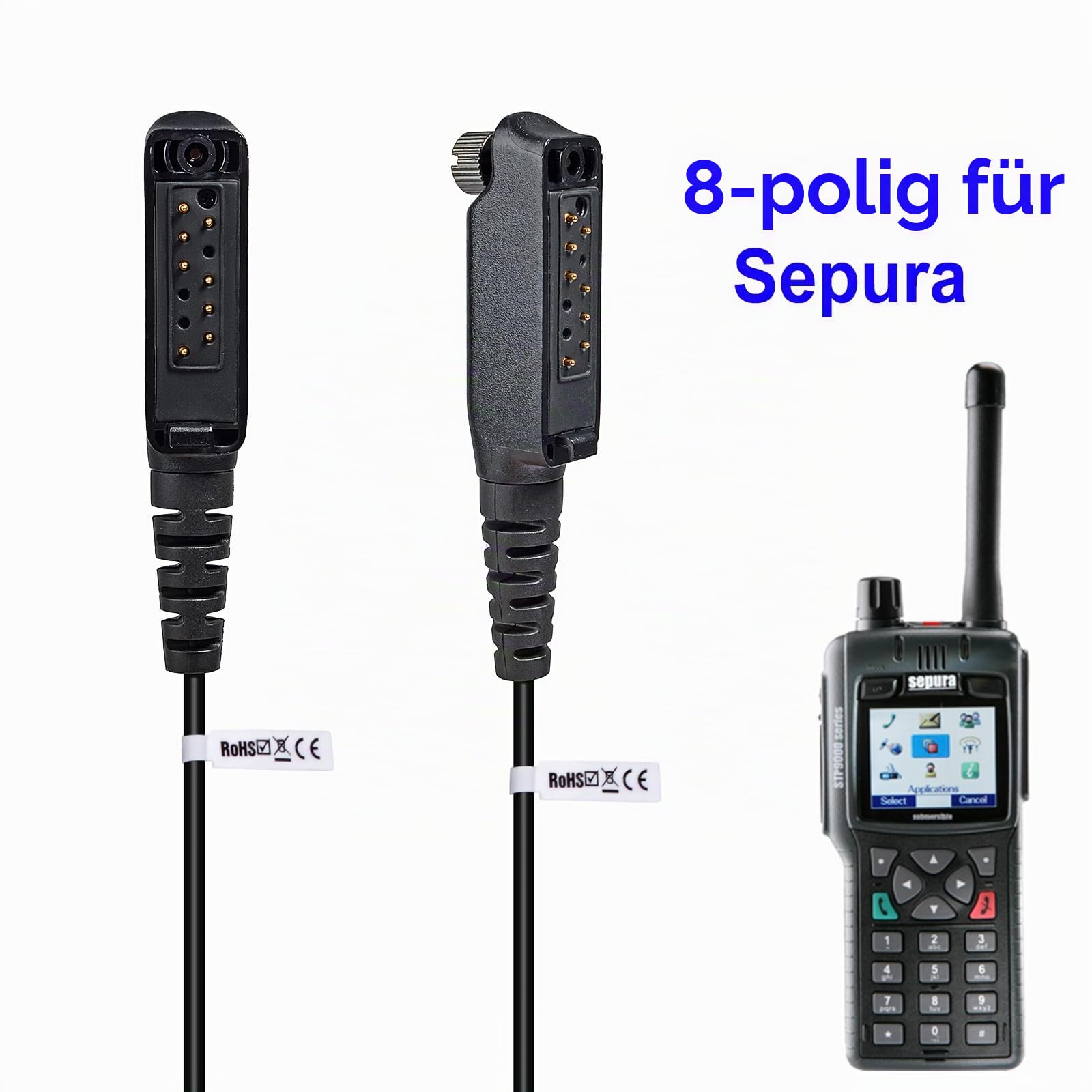 UAYESOK Security Funkgerät Headset Ohrhörer In Ear Schallschlauch Kopfhörer für Sepura STP8000 STP9000 STP8238 SC20 SC21 Tetra PTT Mikrofon Walkie Talkie Zubehör (Sepura + 1 Paar Ohrstöpsel)