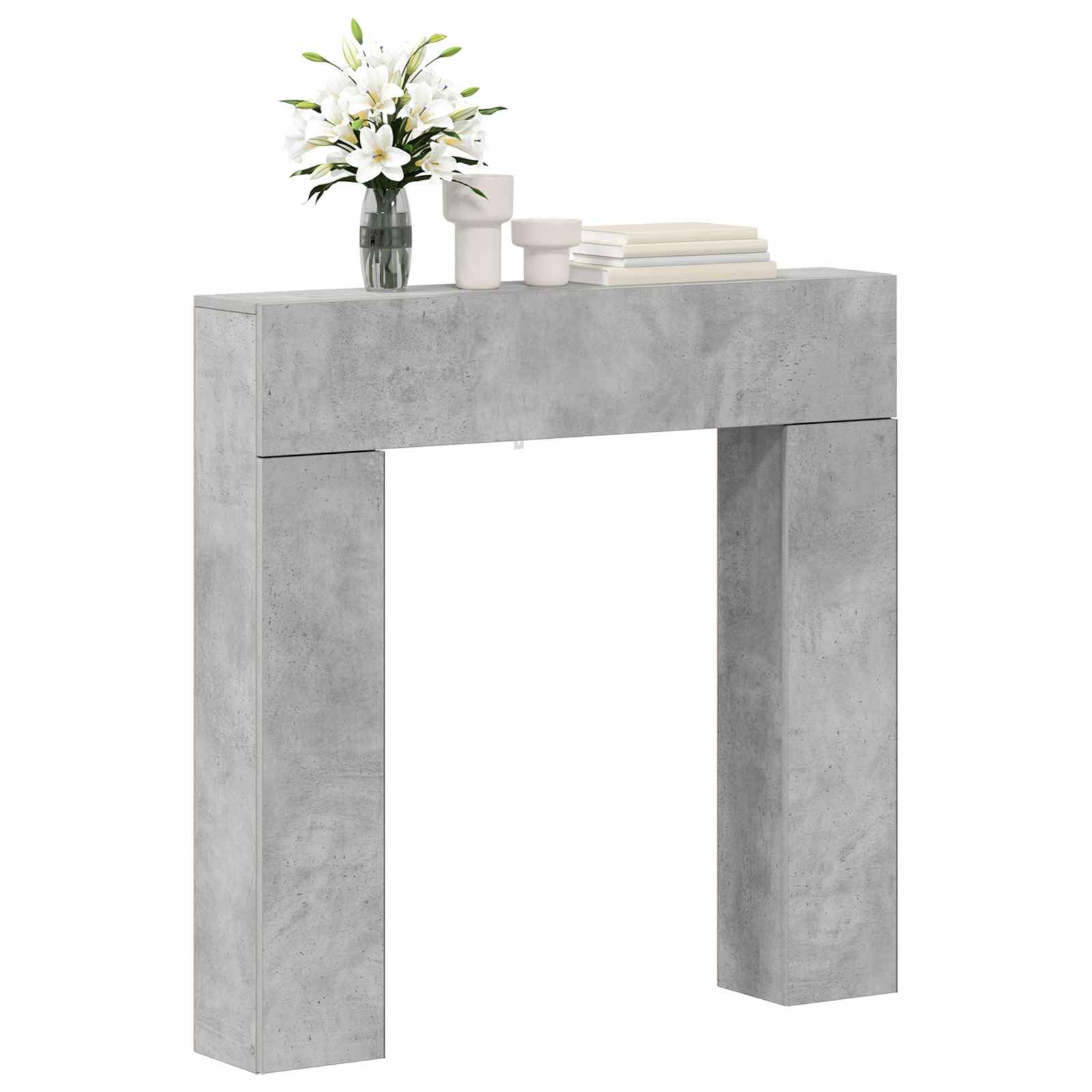 vidaXL Fireplace Surround Concrete Grey 102 x 18 x 100.5 cm