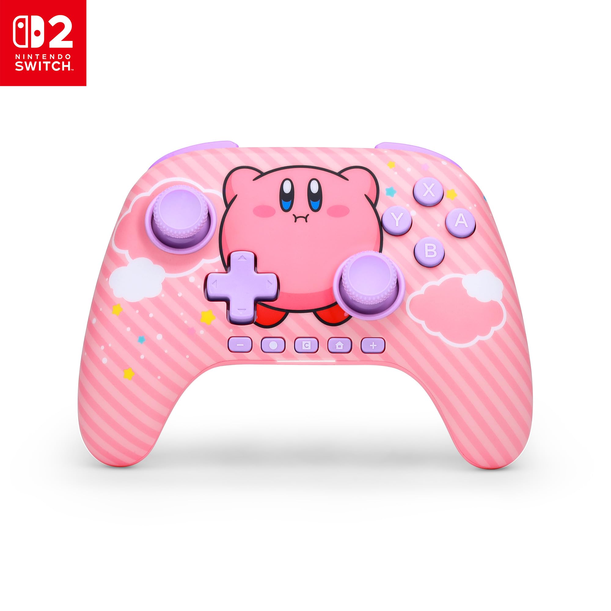 PowerA Controller senza fili Advantage per Nintendo Switch 2 - Kirby Soffio potenteCon licenza ufficiale, effetto Hall, pulsanti mappabili, controller pro, Pulsante C, comandi di movimento