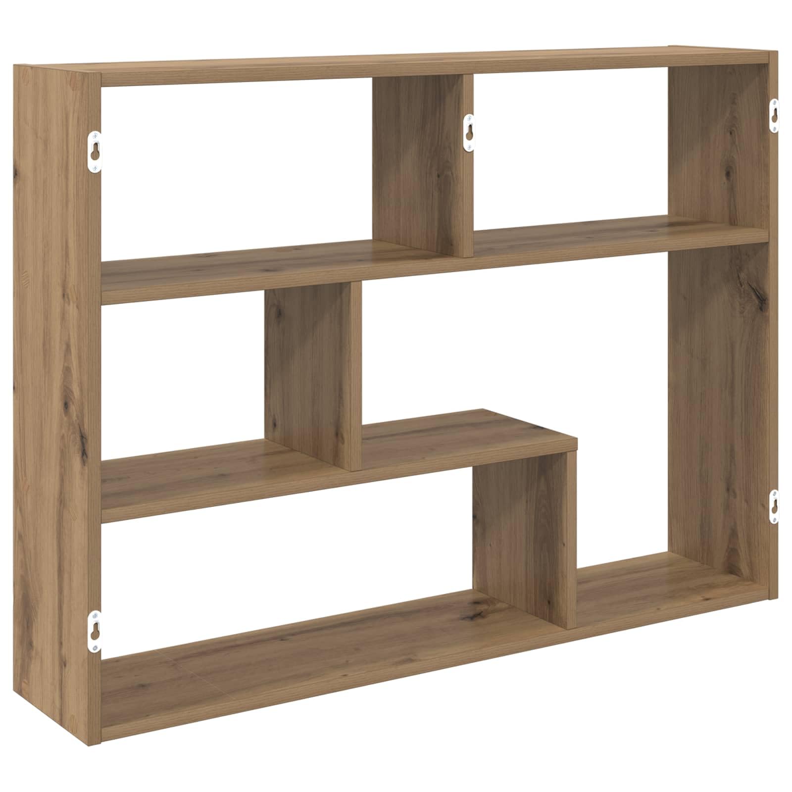 Wandregal Braun aus Holzwerkstoff 95 x 20 x 69,5 cm mit Wandhalterung, platzsparend, multifunktional für Wohnzimmer, Schlafzimmer, Küche, Büro, Stauraum und Deko