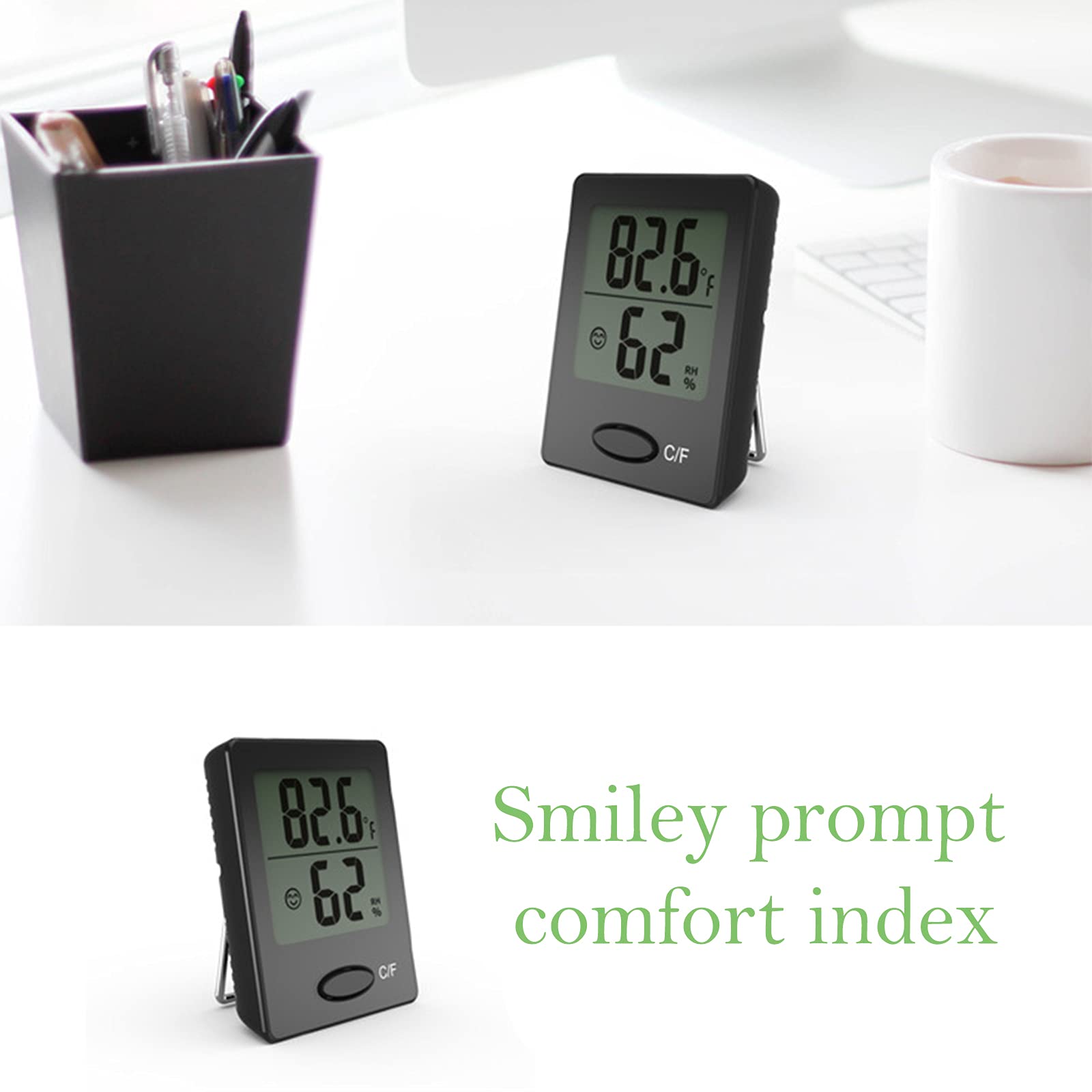 Thermometer, hygrometer, voor binnen, digitale thermo-hygrometer voor binnen, luchtvochtigheidsmeter, kamerthermometer, vochtigheid met hoge nauwkeurigheid, voor babykamer, woonkamer, kantoor